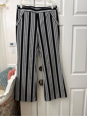 INC International Concepts Black and White Striped Wide-Leg Pants